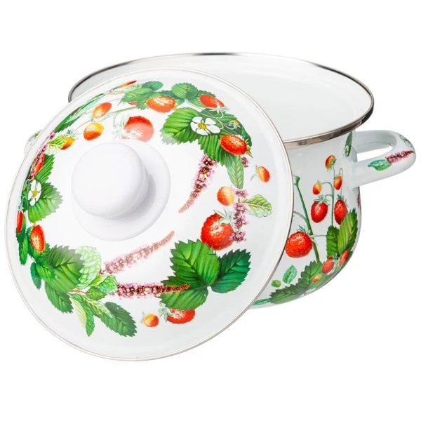 Кастрюля 2л эмаль ФРУКТОВАЯ КОРЗИНА с крышкой 18см выс.11см (6)