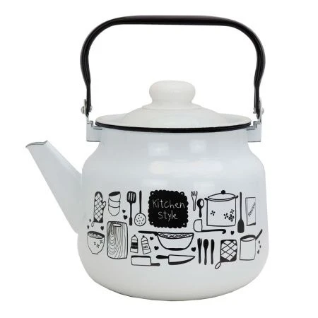 Чайник 3,5л эмаль KITCHEN белый с рис. 01-2713/4 (4)