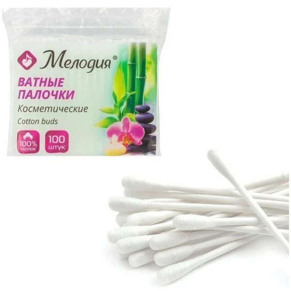 Ватные палочки 100шт Мелодия п/э Ватные палочки 100шт Мелодия п/э