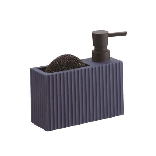 Дозатор для моющего средства с губкой пластик 220мл синий (6/24)