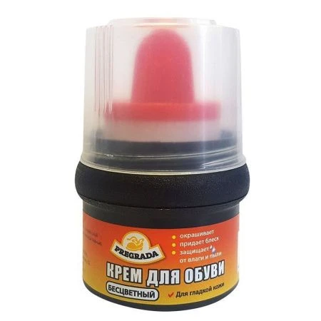 Крем для обуви с губкой бесцветный 50мл PREGRADA (96)