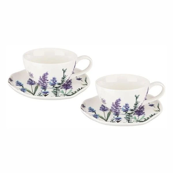 Чайный набор 4пр фарфор ЛАВАНДА Bronco на 2 персоны 250 мл (12)