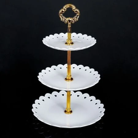 Этажерка сервировочная 3 яруса 15/18/22см h33см пластик белая D-1245 (100)