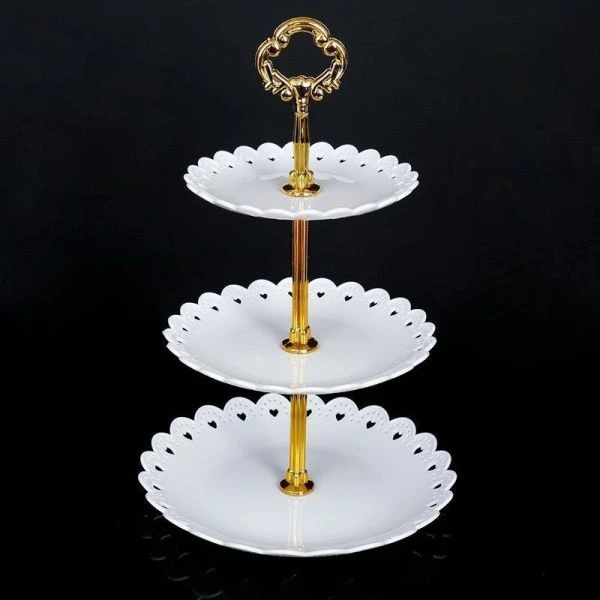 Этажерка сервировочная 3 яруса 15/18/22см h33см пластик белая D-1245 (100)