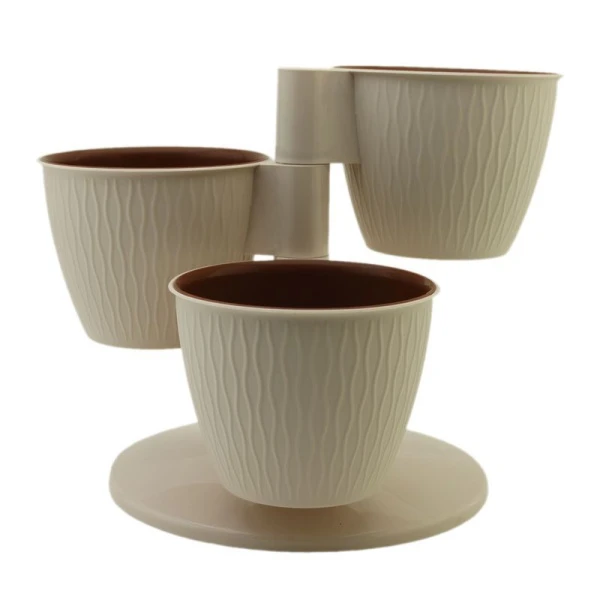 Горшок цветочный 27*22см пластик КАСКАД-ПИРАМИДА пудра (10)