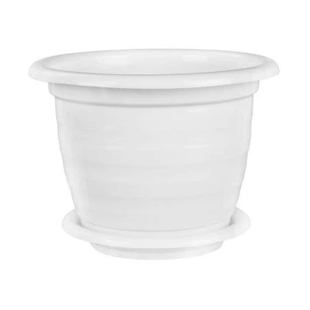 Горшок цветочный 2л пластик ВИОЛА с поддоном белый (20)
