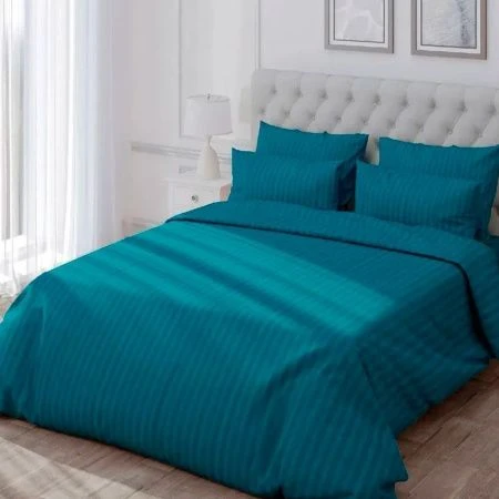 КПБ 1,5сп страйп-сатин (100% полиэстер) № 5 бирюзовый