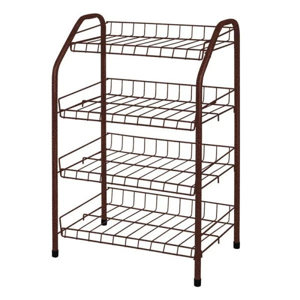 Полка для обуви 4 секции 700*465*300мм металл узкая медный антик ЭТ2 (1)