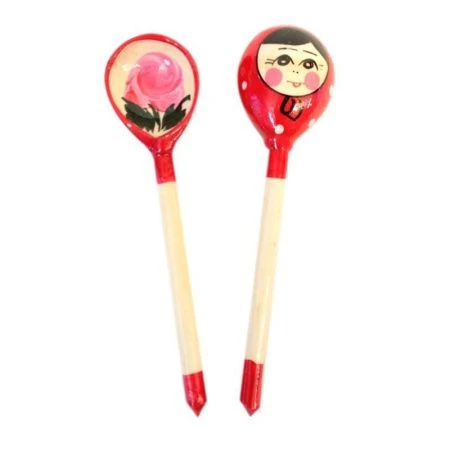 Ложка 14,7*3,5см дерево Матрешка чайная роспись (1)