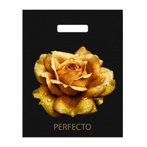 Пакет с вырубной ручкой 37*30+3см полиэтилен Перфекто роза (25/400)