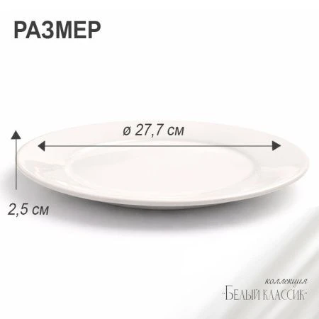 Тарелка мелкая 27см фарфор БЕЛЫЙ КЛАССИК 53 JC-8176 (6/36)