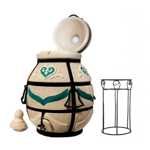 Тандыр 125л глина Дастархан с откидной крышкой и стойкой под аксессуары