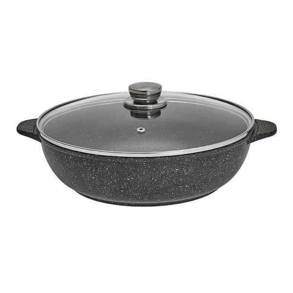 Жаровня 26см алюминий АП МЕГАЛИТ стекл.крышка Гранит (6)