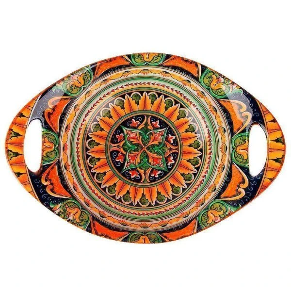Салатник 22*15,5см фарфор Arabesque оранжевый овальный с ручками (48)