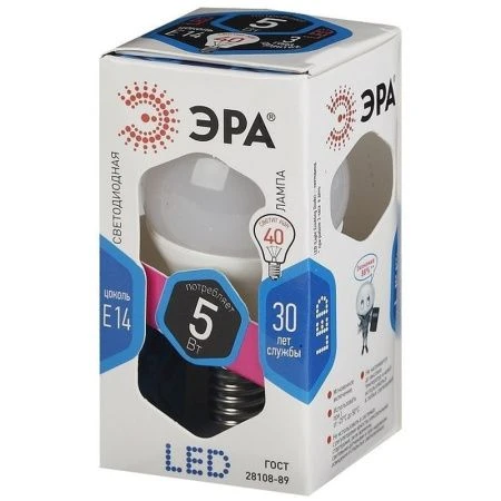 Лампа светодиодная стекло ЭРА LED smd P45-5w-840-E14 (бел.свет) 50587