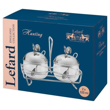 Емкость для хранения двойная 320/320мл нерж.сталь/стекло ОХОТА с ложками (12)