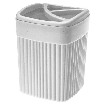 Стакан для зубных щеток 650мл 9*9*11,9см пластик VELVET светло-серый флэк (18)