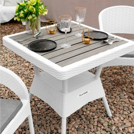 Стол 75,5*75см h80,5см пластик Rattan Ola Dom белый квадратный (1)