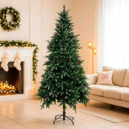 Елка искусственная 180см СМЕШАННАЯ с ягодами, 800 веток PE/PVC JC-14941 (1)