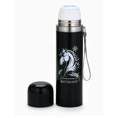 Термос 500мл нерж.сталь ЛОШАДЬ с кнопкой