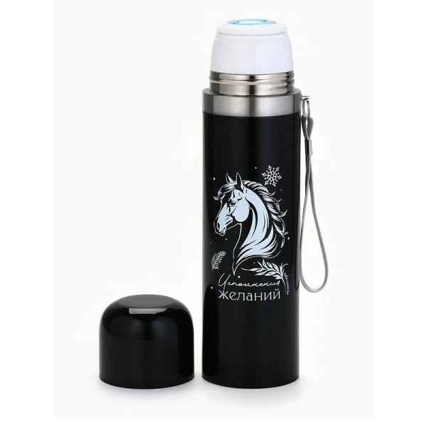 Термос 500мл нерж.сталь ЛОШАДЬ с кнопкой Термос 500мл нерж.сталь ЛОШАДЬ с кнопкой