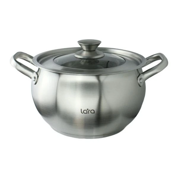 Кастрюля 6,5л нерж.сталь ТОКИО стекл.крышка 24см, h14,5см, индукц.капс.дно LR02-265 (4)