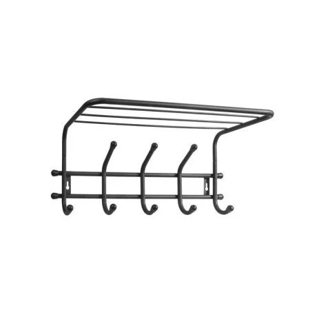 Вешалка с полкой настенная Комфорт 5 5 крючков металл Черная 460*220*200мм(2)