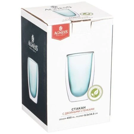 Стакан 450мл 8,5*14,5см стекло двойные стенки Double-wall (48)