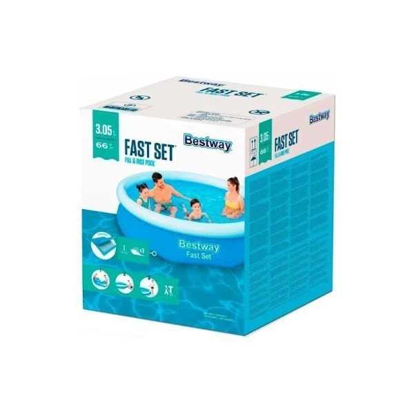 Бассейн с надувным бортом круглый ПВХ Fast Set 305*66см 3200л 57456 (1)