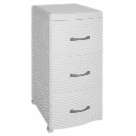 Комод 3-х секционный 72*38*48см пластик РОТАНГ белый (1)