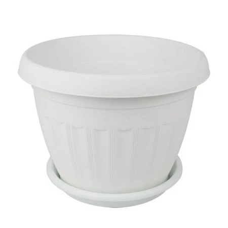 Кашпо 4,8л пластик АФРОДИТА №5 белый с поддоном (48)