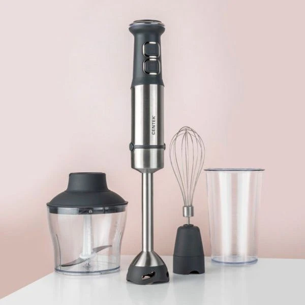 Блендер погружной нерж.сталь Centek CT-1333 черн/сталь 1500Вт, турбо режим, стакан, чоппер (6)