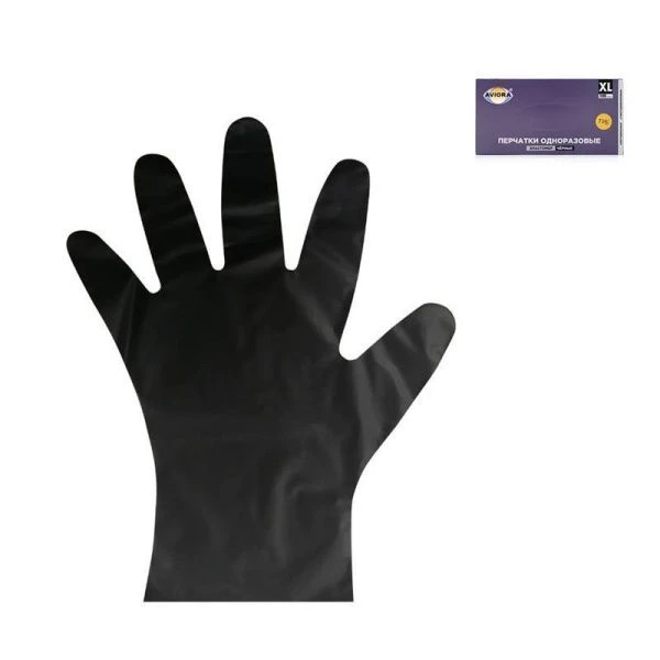 Перчатки одноразовые эластомер 100шт черные р-р XL (10)