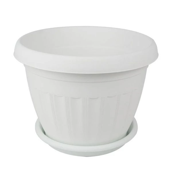 Кашпо 4,8л пластик АФРОДИТА №5 белый с поддоном (48)