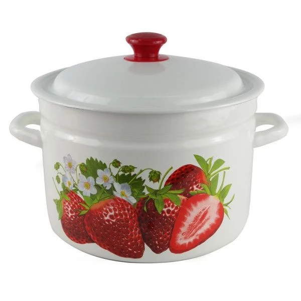 Кастрюля 8л эмаль цилиндрическая борт. белая с рис. 41804-202/6СА-У (2)