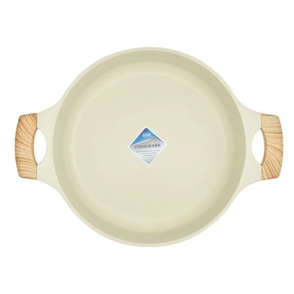 Сотейник 4,1л h7,9см алюминий АП RAN со стекл.крышкой и силик.ободком 28см индукция бежевый (6)