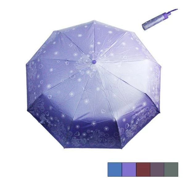 Зонт женский суперавтомат 3 сложения 9 спиц перламутр 396 Rainbrella (12)