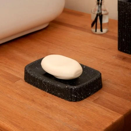 Мыльница 138*87*25мм пластик VELVET черный гранит (24)