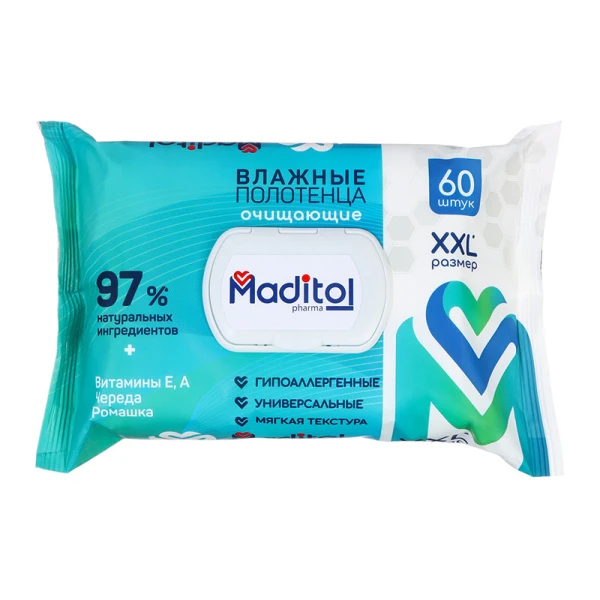 Влажные полотенца MADITOL 60шт. с крышкой big-pack (10) 73767