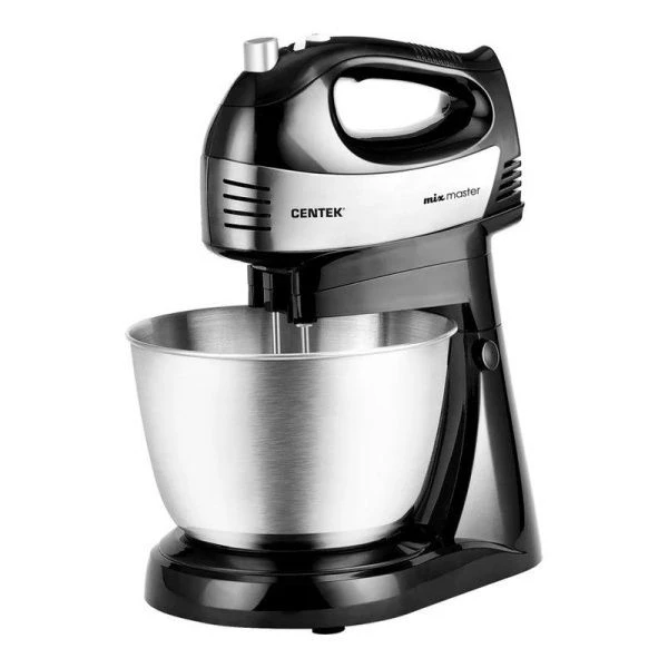 Миксер нерж.сталь/пластик Centek CT-1124 черный/стальной 600Вт, 5 скоростей+турбо, чаша 3л (4)