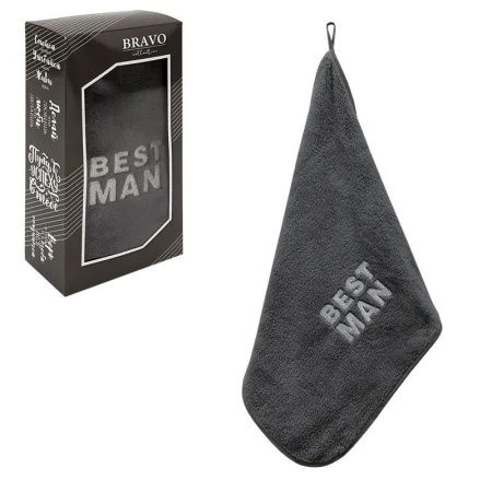 Полотенце микрофибра 35*75см Азарт темно-серый 300гр в подар.уп. м9008_26 S