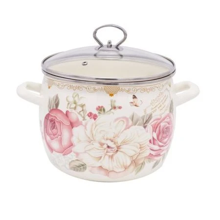 Кастрюля 3,3л эмаль Elegant со стекл.крышкой 18см индукция DL12040 (8)