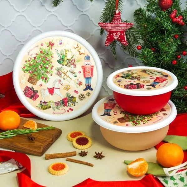 Миска 1,2л пластик ИГРУШКИ с крышкой с декором красный (18) 223138206/03