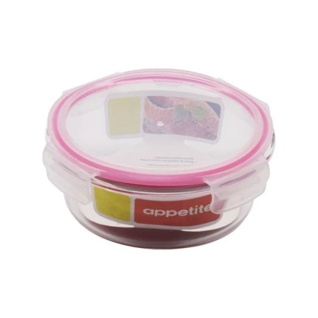 Контейнер пищевой 620мл стекло круглый розовый SL620CF (12)