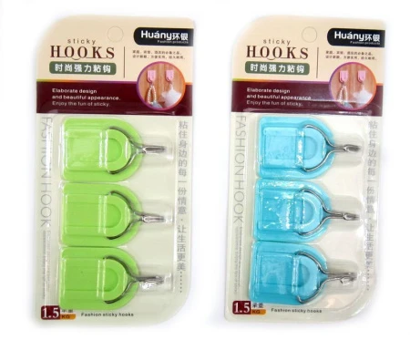 Набор крючков пластик 3шт. самоклеящихся Фигурный JC-1209 (160)