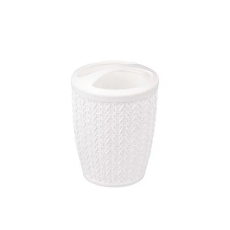 Подставка для зубных щёток пластик ВЯЗАНОЕ ПЛЕТЕНИЕ белая (18)