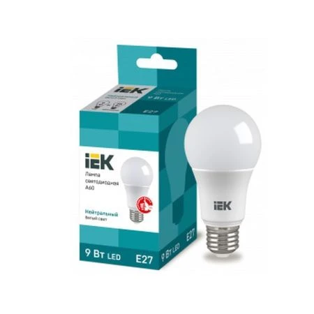 Лампа светодиодная стекло ECO A60 шар 9Вт 230В 4000К E27 IEK