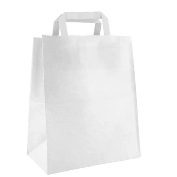 Пакет бумажный с плоскими ручками 24*28*14см белый (300) Пакет бумажный с плоскими ручками 24*28*14см белый (300)