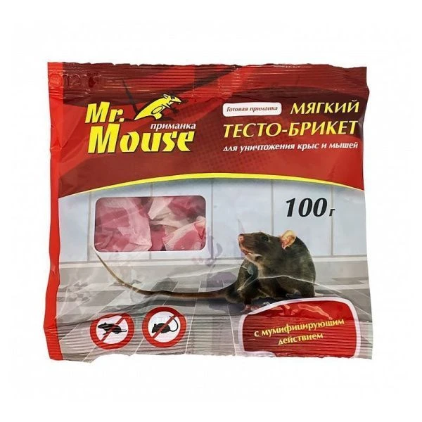 Тесто-брикет от грызунов 100г Mr. Mouse (50) М-969