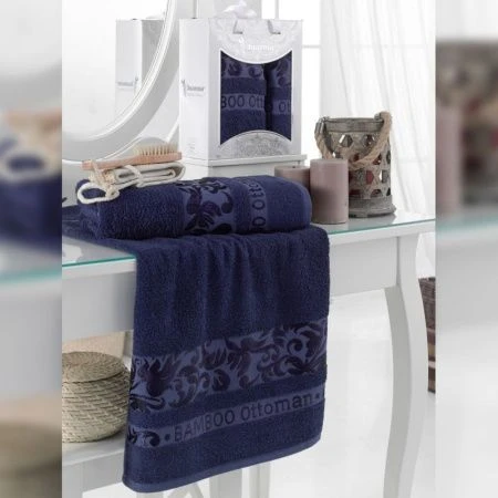 Набор полотенец бамбук 2пр 50*90/70*140см JUANNA OTOMAN синий подар.уп. Набор полотенец бамбук 2пр 50*90/70*140см JUANNA OTOMAN синий подар.уп.